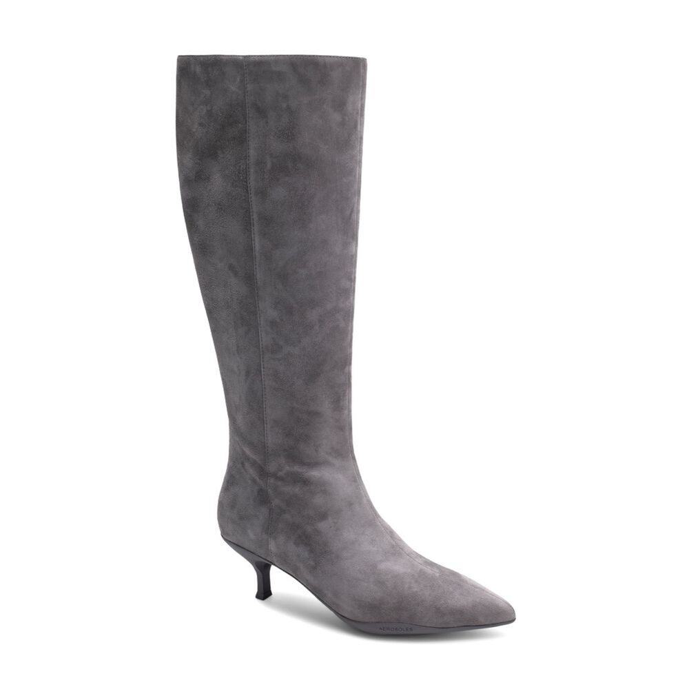 NIB Aerosoles Loano Gray Suede Narrow-Calf Tall Boots